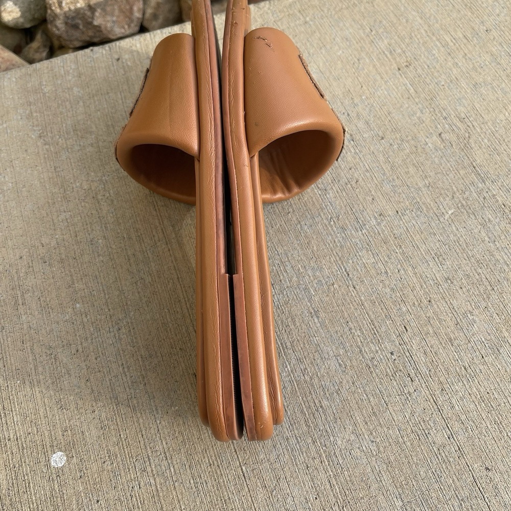 Tory Burch Double T Sport Slide Women 9.5 Leather Nappa Bourbon Miele Sandals** - Picture 8 of 10